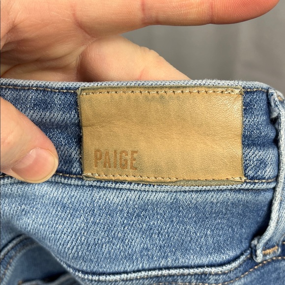 Paige Cindy Straight Jeans in Mel Destroyed Hem Denim. - Picture 7 of 12